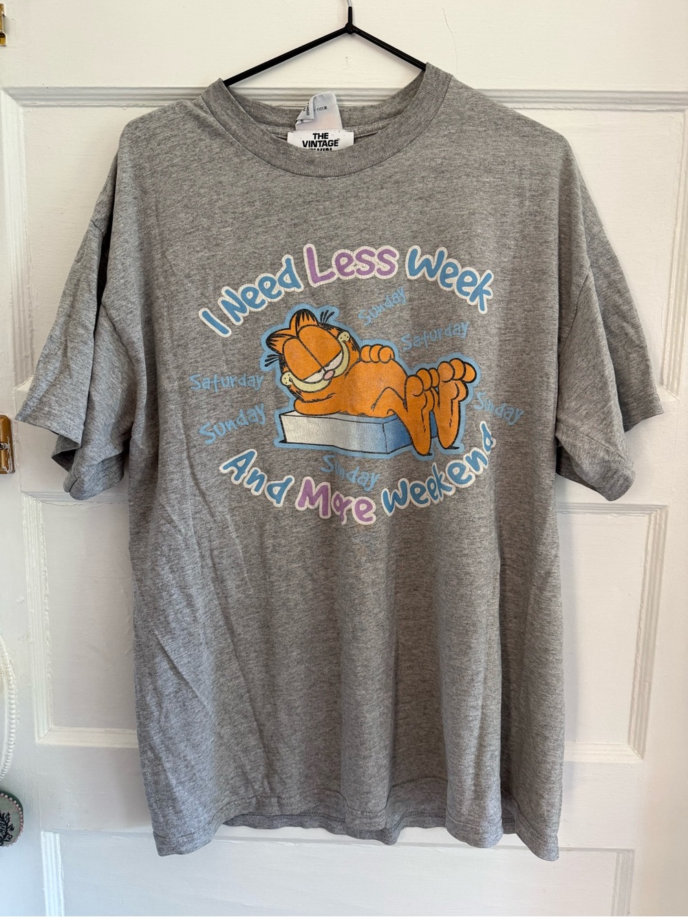 Garfield 'I Need Less Week and More Weekend' Gray true vintage soft old Tee